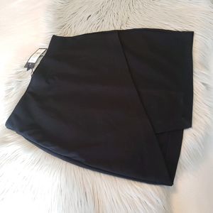 Modern NWT Faux Wrap Mini Short Skirt New Black Minimalistic